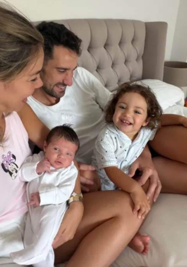 Sergio and Alba pictured with their two children, Carla, two, and three-month-old baby son Sergio Jr