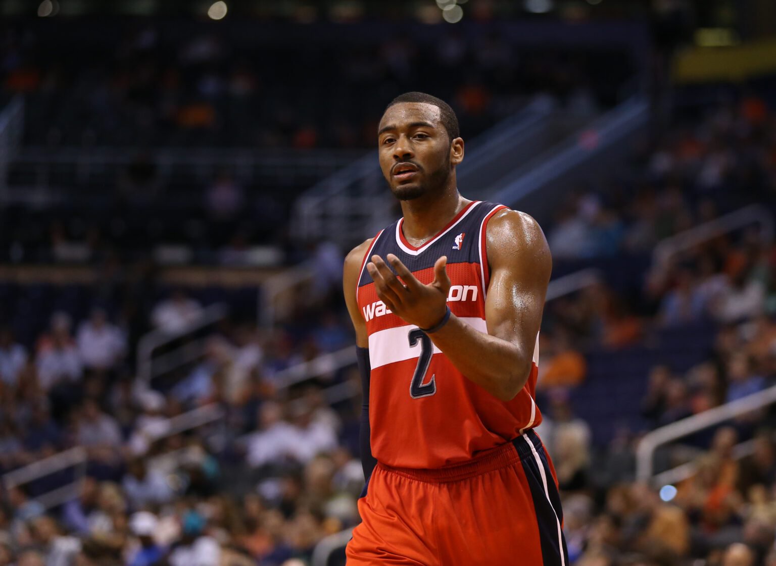 : Washington Wizards guard John Wall against the Phoenix Suns at the US Airways Center. The Wizards defeated the Suns 88-79.