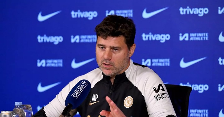 Head Coach Mauricio Pochettino of Chelsea before a press conference at Chelsea Training Ground