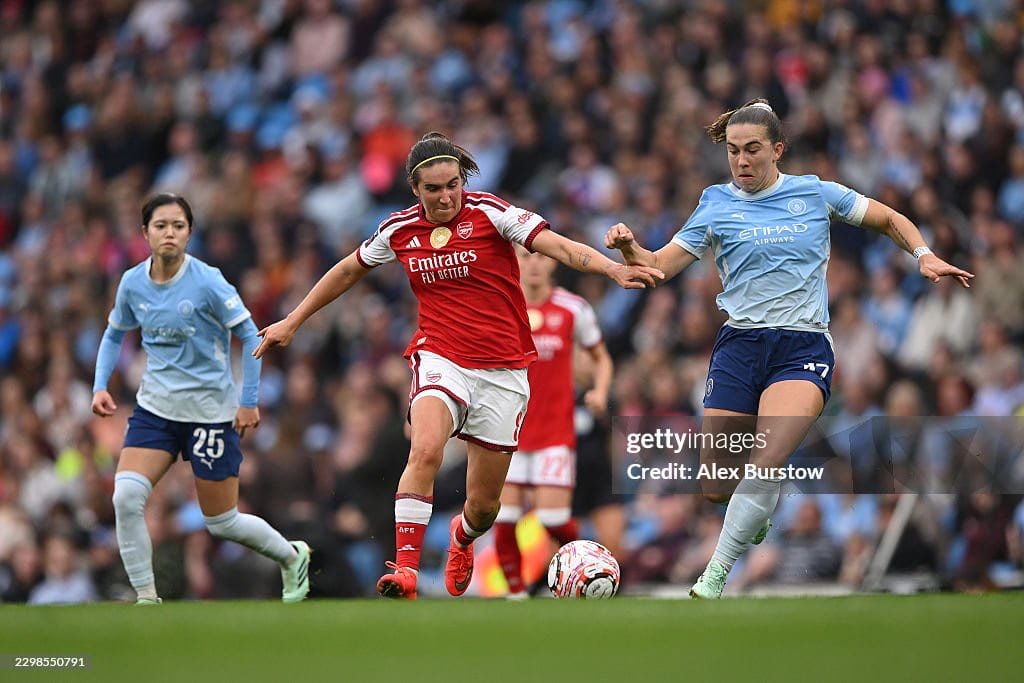 Mariona Caldentey versus Manchester City on October 04, 2026. (Photo by Alex Burstow/Arsenal FC via Getty Images)