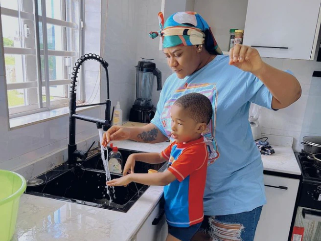 Nkechi Blessing Says She Is Grooming A Great Chef As She Shares New Photo With Her Son