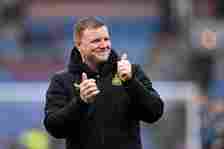 Eddie Howe, Manager of Newcastle United, gives a thumbs up following the team's victory during the Premier League match between Burnley FC and Newc...