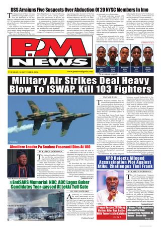 PM News front page, Tuesday 20 October