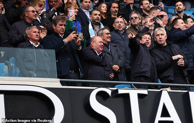 Former director Txiki Begiristain (left) was in attendance to show support for his old club