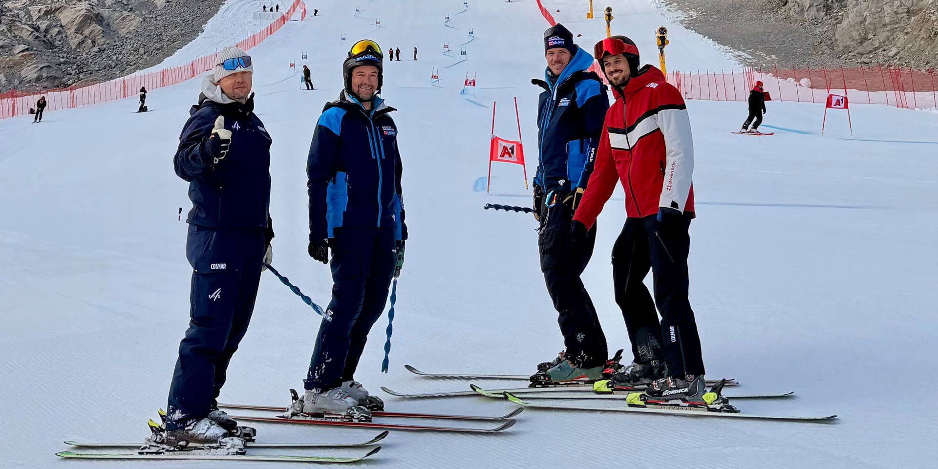 v.li.: Janez Hladnik (FIS), Isidor Grüner (Pistenchef Sölden), Florian Scheiber (Rennleiter Sölden) und Max Obergruber (Ski Austria Events)