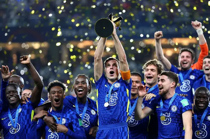 Cesar Azpilicueta holding the Club World Cup title. (Image: Getty)