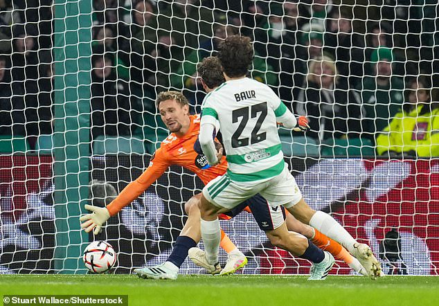 Mika Baur struck from close range just two minutes into the second half to put Celtic ahead