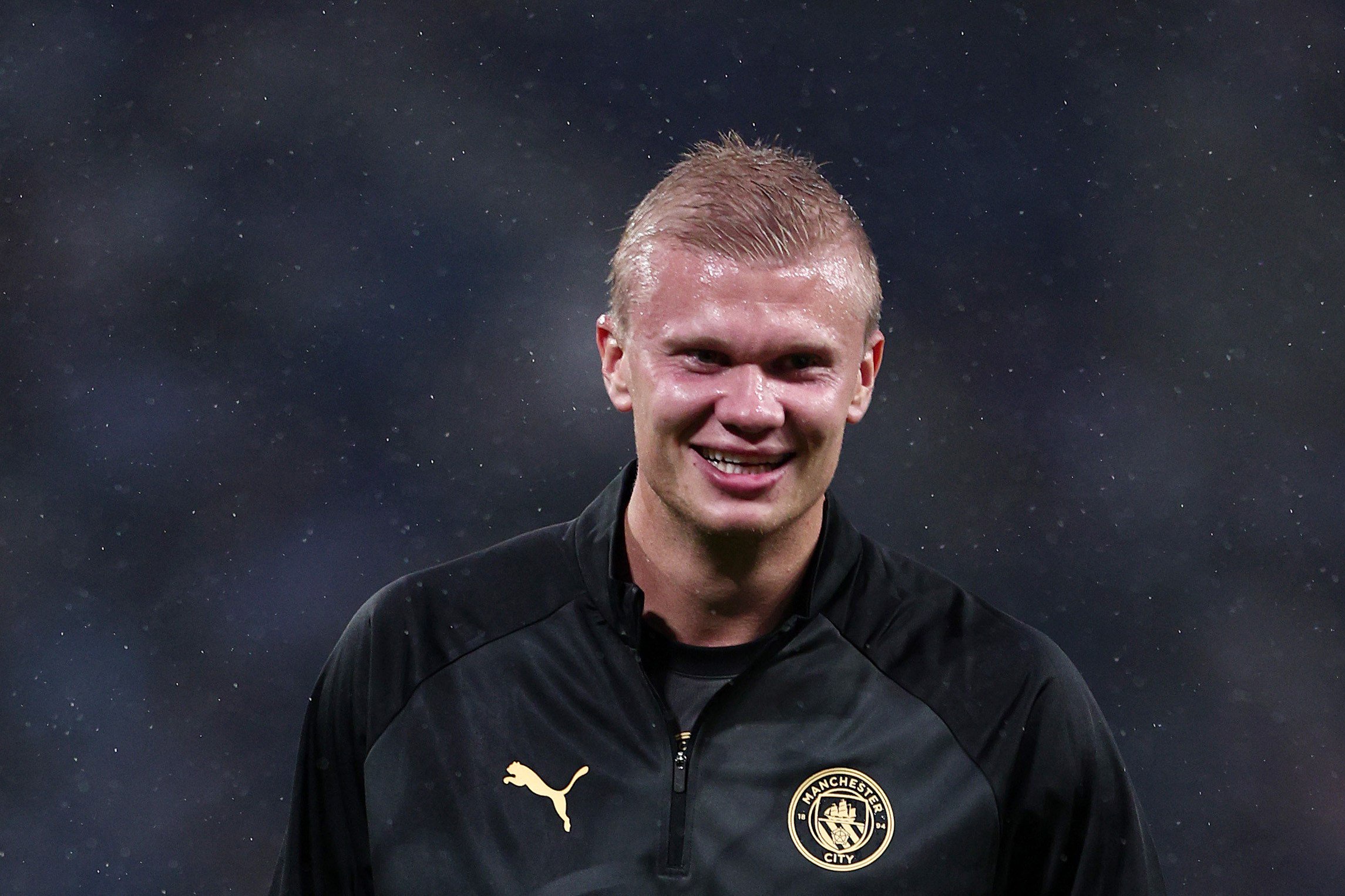 Erling Haaland before a Man City game