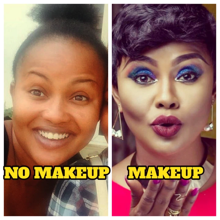 Pictures of Female celebrities with and without makeups (photos)