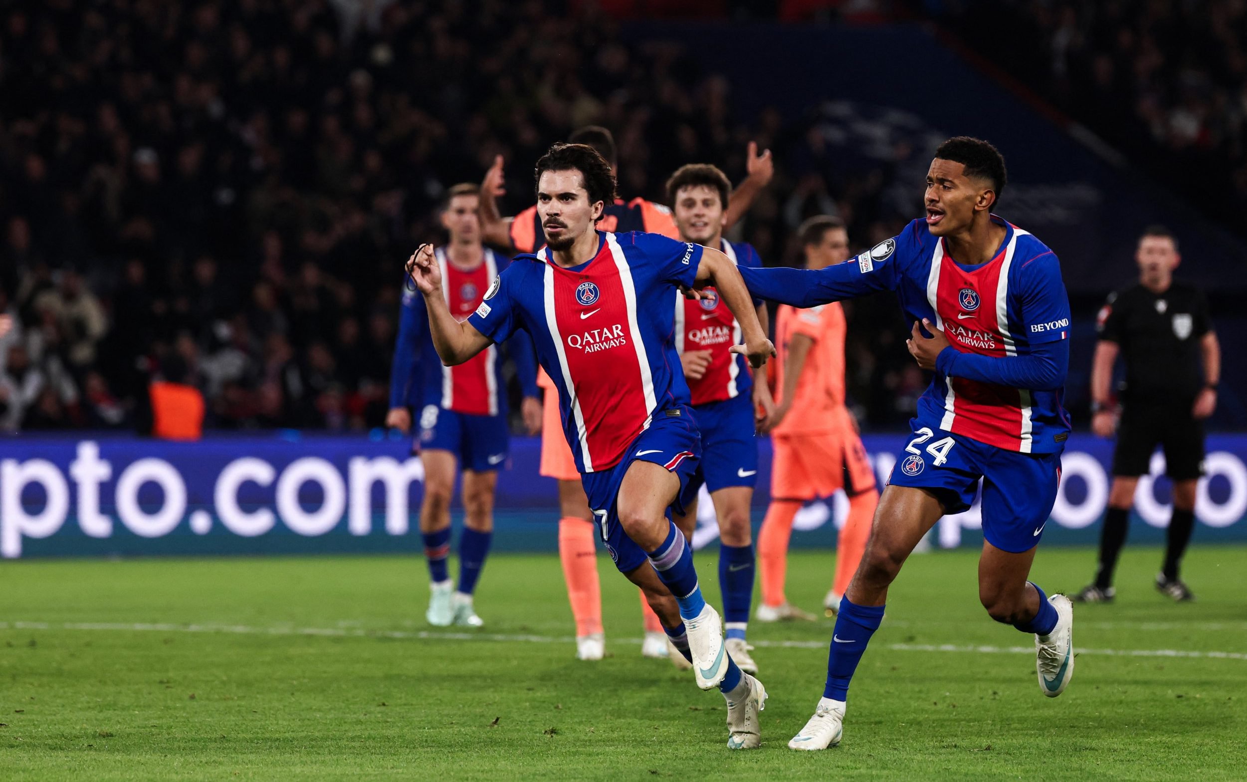 Vitinha celebrates after scoring for PSG