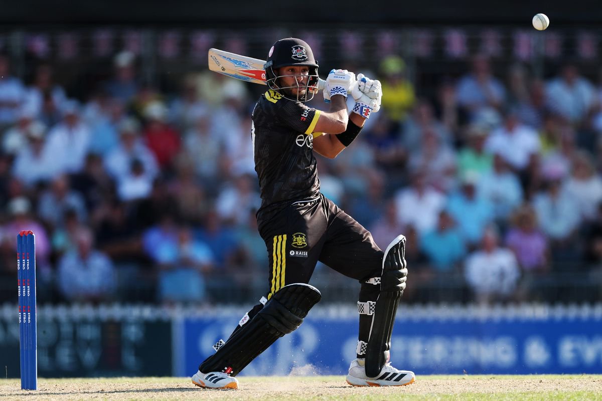 CHELTENHAM, ENGLAND - AUGUST 11: Daaryoush Ahmed of Gloucestershire bats during the Metro Bank One Day Cup match between Gloucestershire and Northamptonshire Steelbacks at College Ground on August 11, 2026 in Cheltenham, England. (Photo by Dan Istitene/Getty Images)