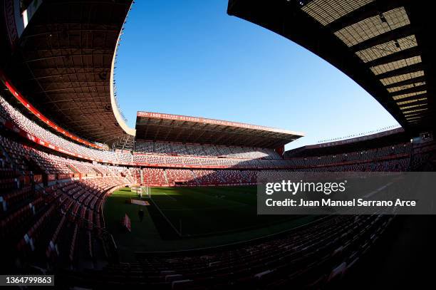 General view inside the stadium prior to the copa del rey round of match between sporting