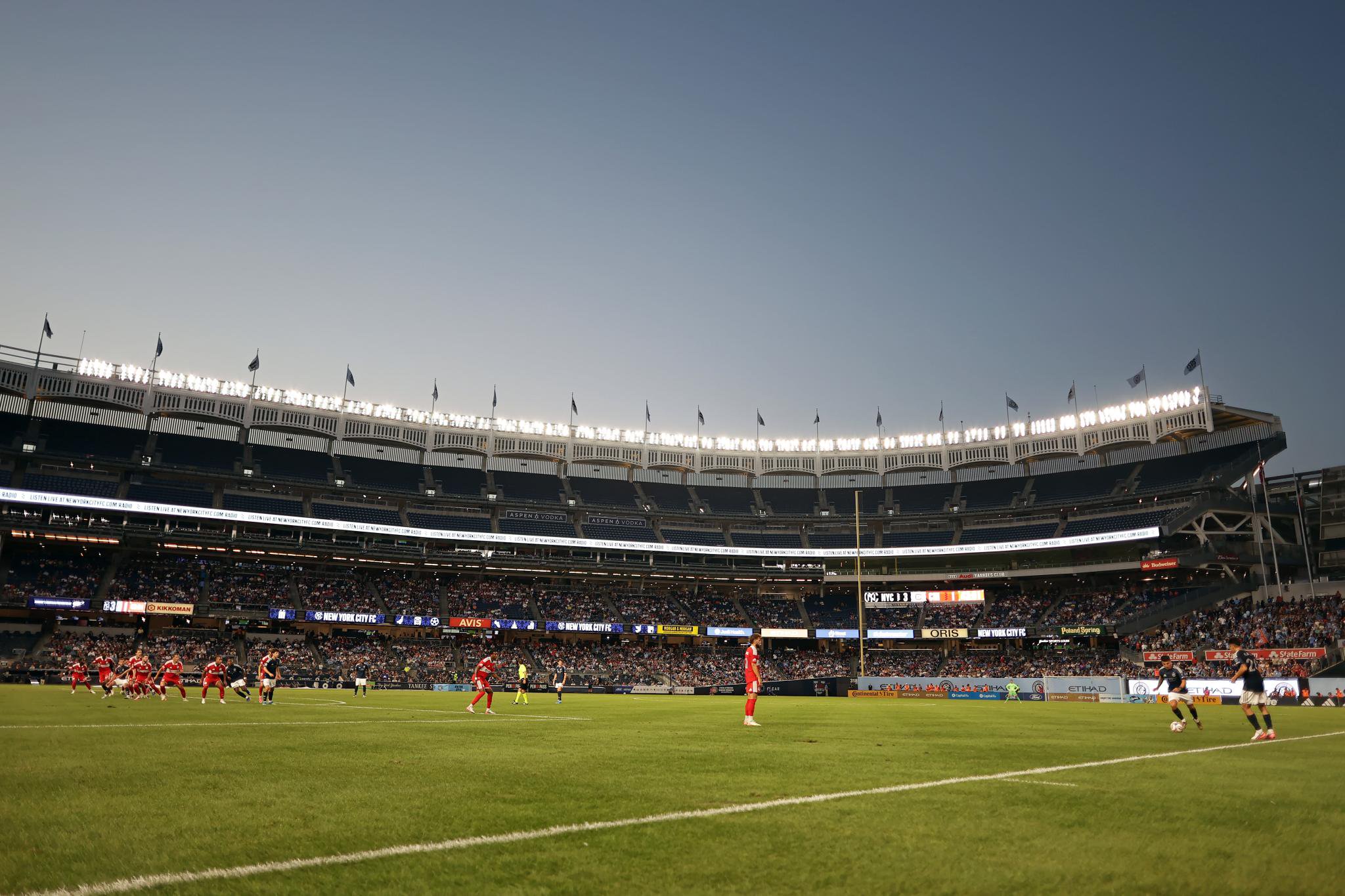  A general view as the New York City Football Club take on the Chicago Fire FC during the first half at Yankee Stadium on July 25, 2026. 