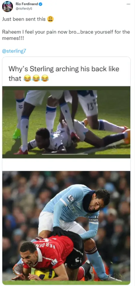 Sterling’s unfortunate incident brought back memories for Ferdinand