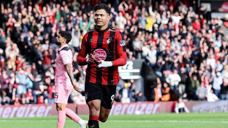 Bournemouth striker Evanilson celebrates scoring Bournemouth's second goal of the game