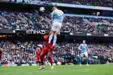 MANCHESTER, ENGLAND - MAY 04: Erling Haaland of MAnchester City scores his side's second goal during the Premier League match between Manchester City and Wolverhampton Wanderers at Etihad Stadium on May 04, 2024 in Manchester, England. (Photo by James Gill - Danehouse/Getty Images)