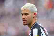 Bruno Guimaraes of Newcastle United during the Premier League match between Newcastle United and Sheffield United at St. James Park on April 27, 20...