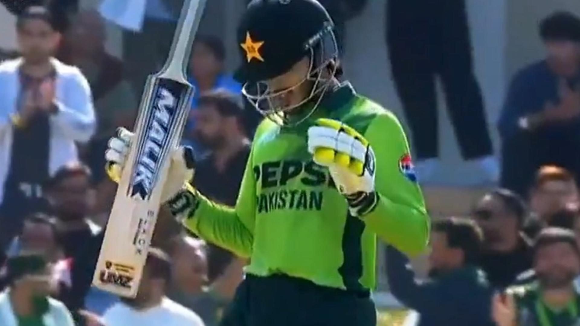 Sameer Minhas celebrates scoring a century in the u19 Asia Cup final