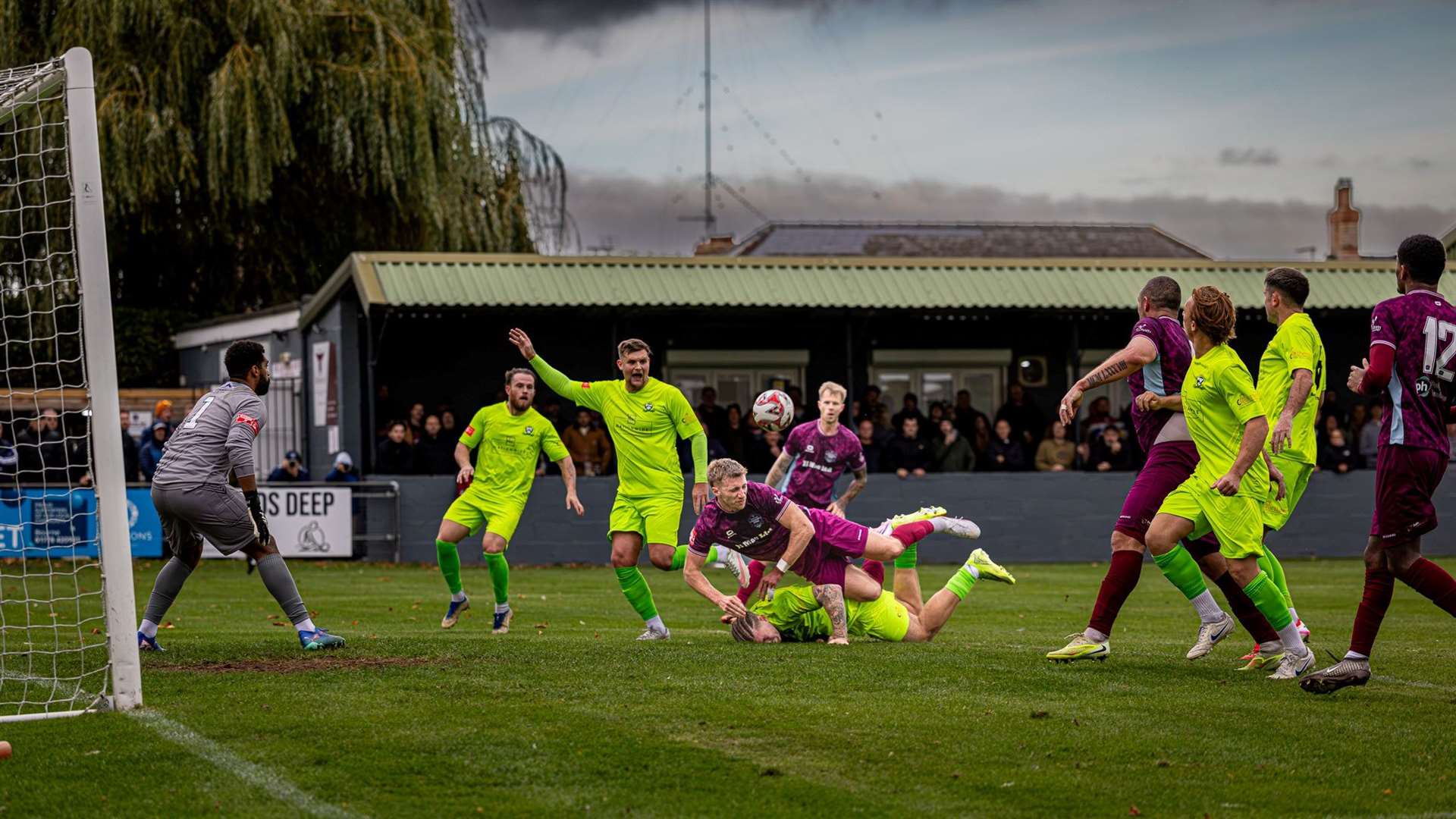 Bourne pressure the Barwell goal. Photo: Mat Robinson