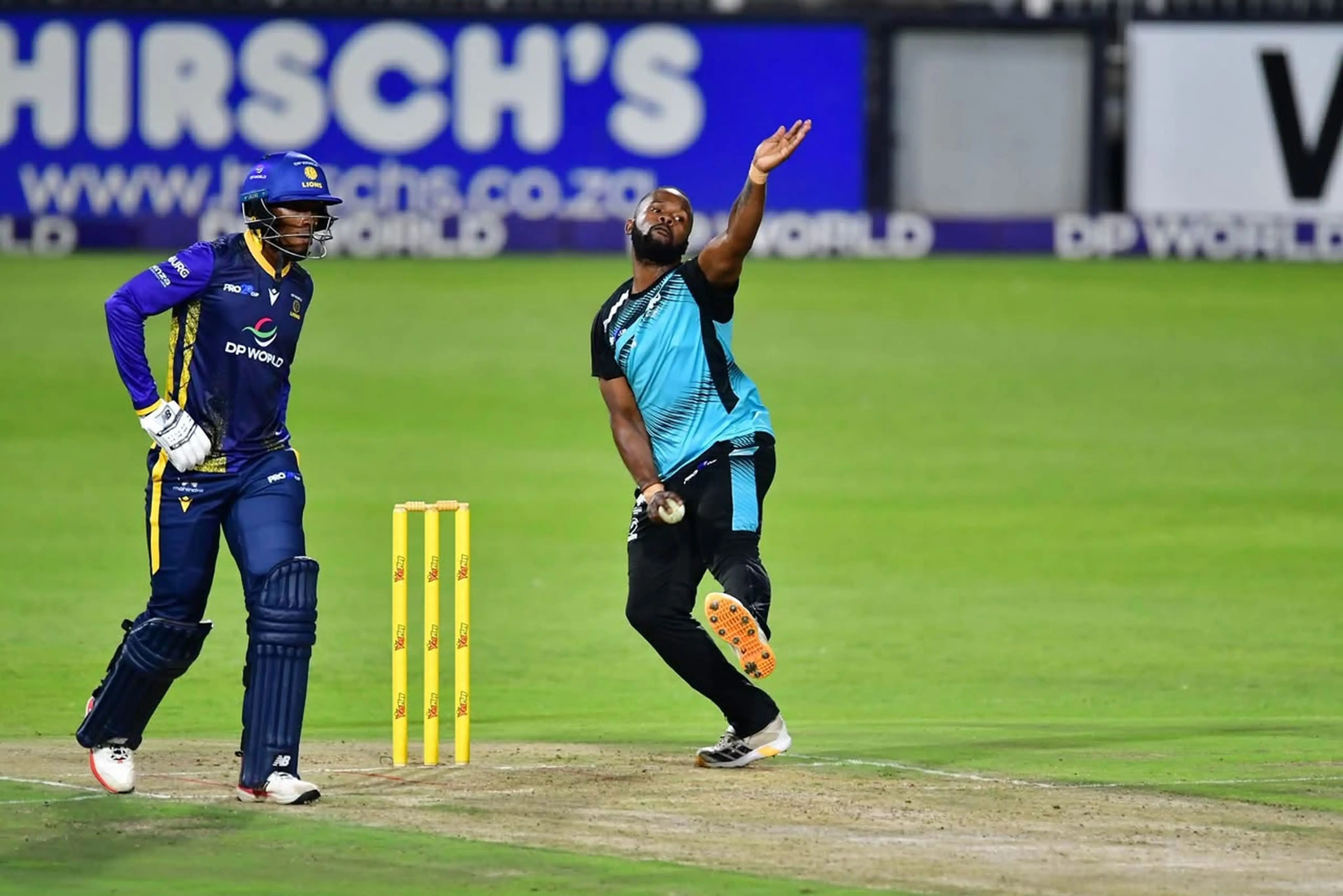 Eastern Cape Iinyathi seamer Sithembele Langa in delivery stride against the Lions in their Pro20 Cup game at the Wanderers Stadium in Johannesburg on Tuesday evening. 
