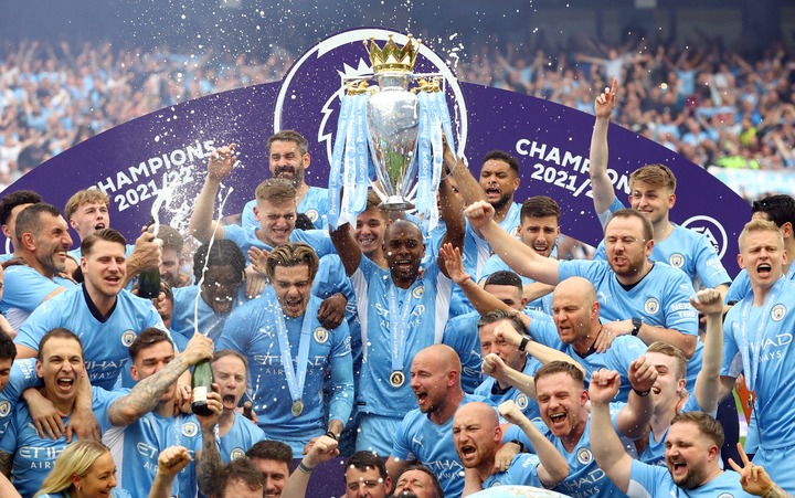 Champions Man City celebrate their title win