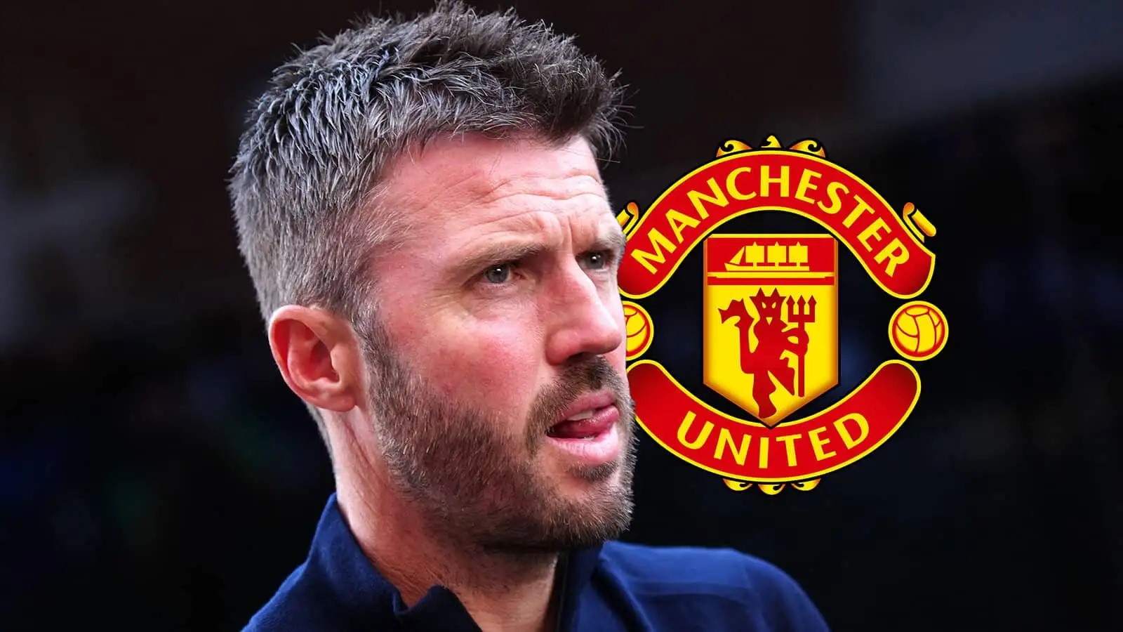 Michael Carrick next to the Manchester United badge - copyright TEAMtalk