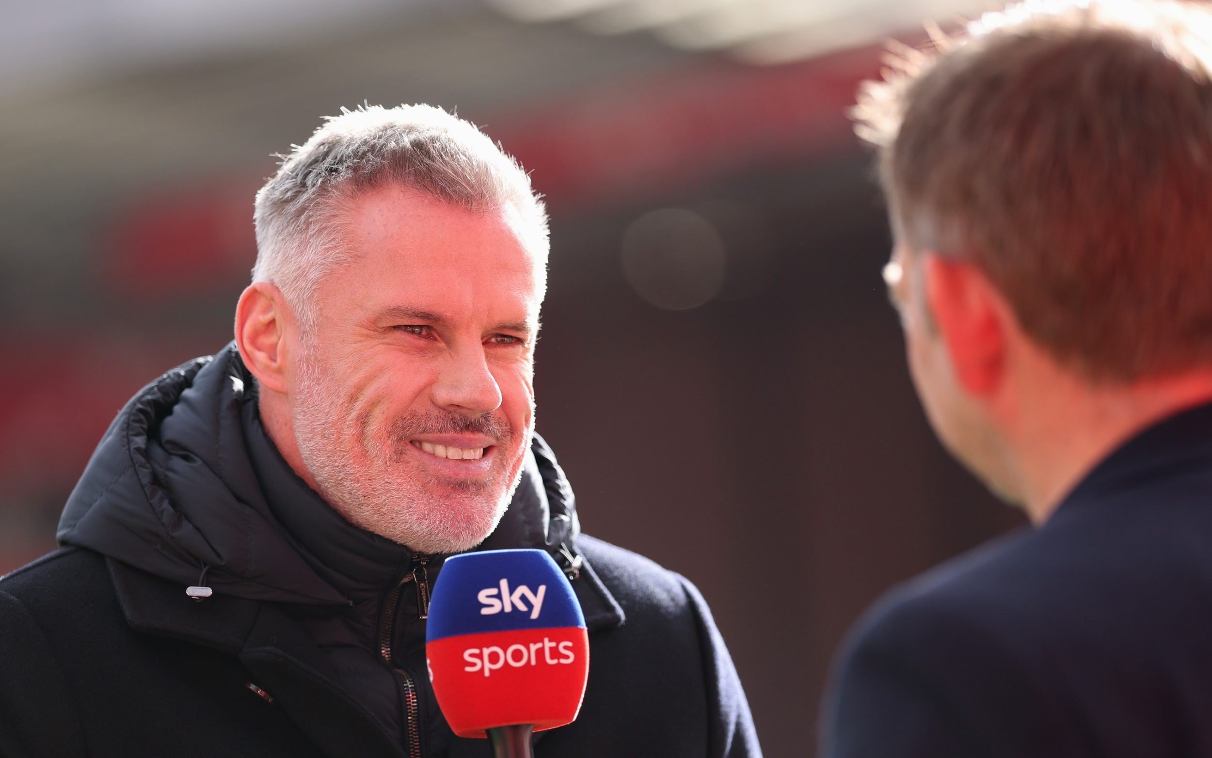 undit and former Liverpool player, Jamie Carragher, looks on