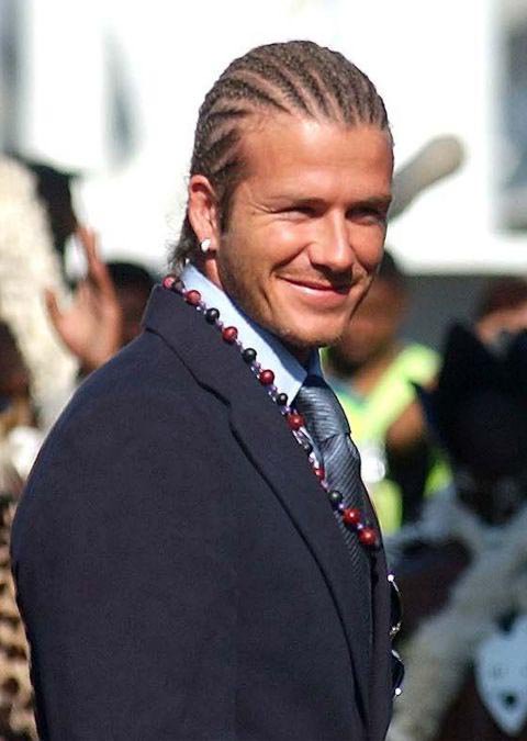 Beckham with the cornrows back in 2003