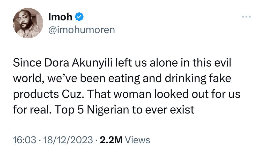 Nigerians pay glowing tribute to ex-NAFDAC boss, Dora Akunyili, days after agency uncovered factories produce fake drinks were uncovered