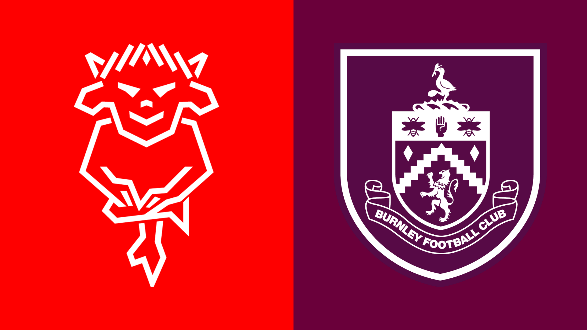 Side-by-side of Lincoln City and Burnley club badges