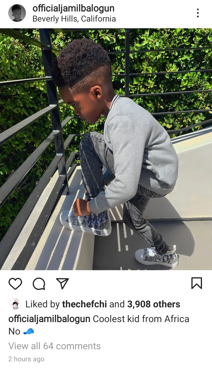 Tiwa Savage's son, Jamil looks cute rocking his afro (Photos)