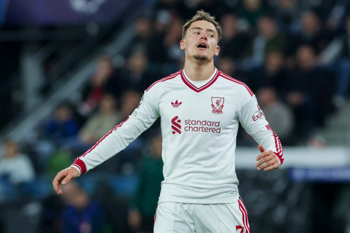 Florian Wirtz reacts during Liverpool's UEFA Champions League match against LASK Linz
