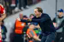Head Coach Thomas Tuchel of FC Bayern Muenchen gives his team instructions during the UEFA Champions League semi-final first leg match between FC B...
