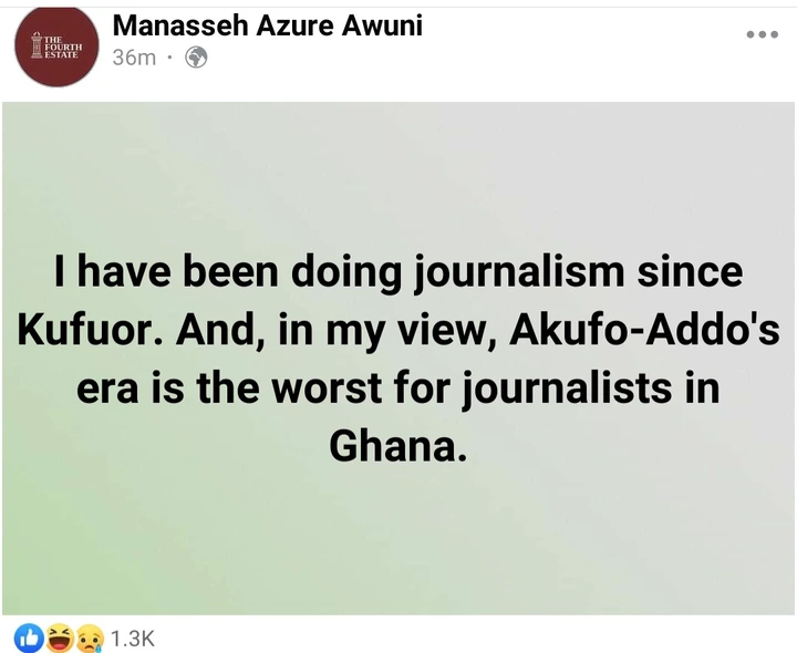 Akufo-Addo's era is the 'worse' for Journalists – Manasseh Azure -  Eghnews.com
