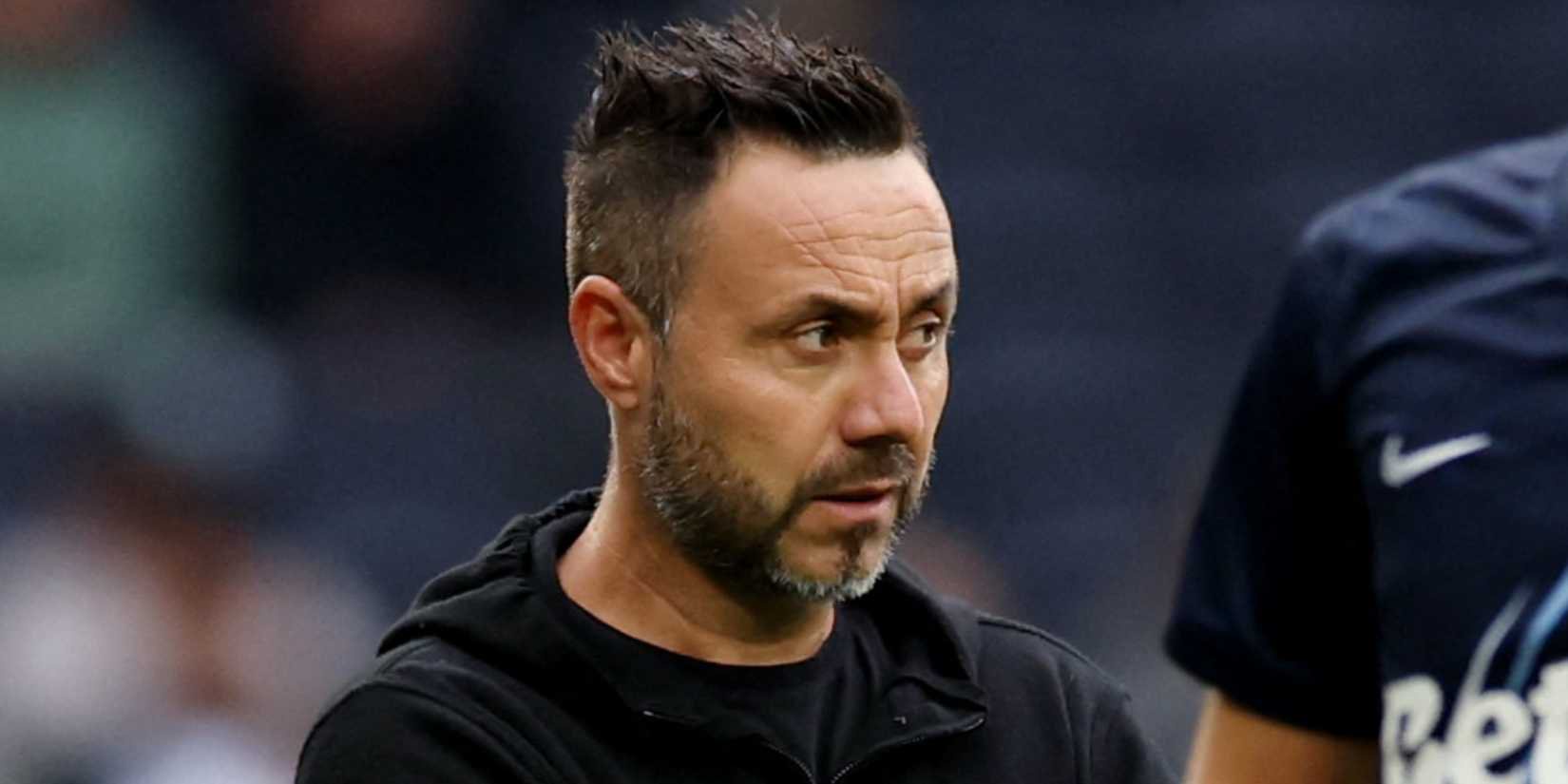 Tottenham Hotspur manager Roberto De Zerbi looks worried vs Newcastle United