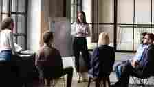 Female professional presenting at group meeting