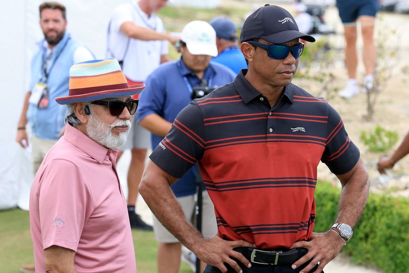 Woods was recently seen teeing off at a golf clinic