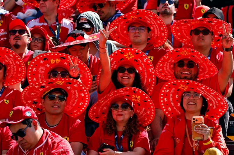 Fans in the grandstands wear sombreros in Mexico