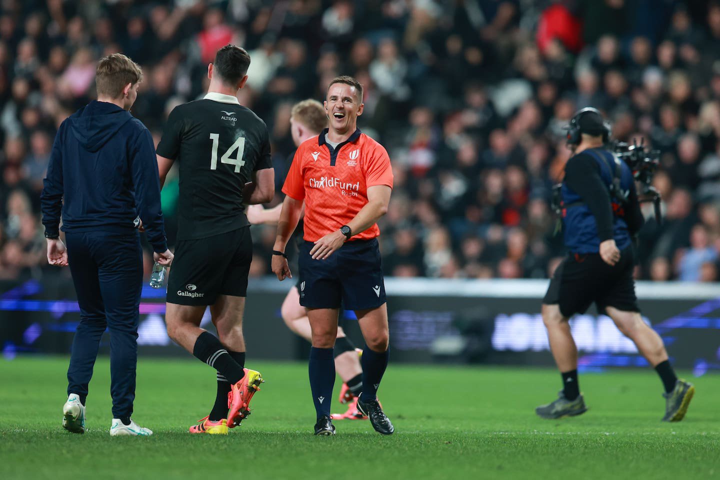 Luke Pearce last took charge of an All Blacks fixture in July when they beat France in Christchurch. Photo / Photosport