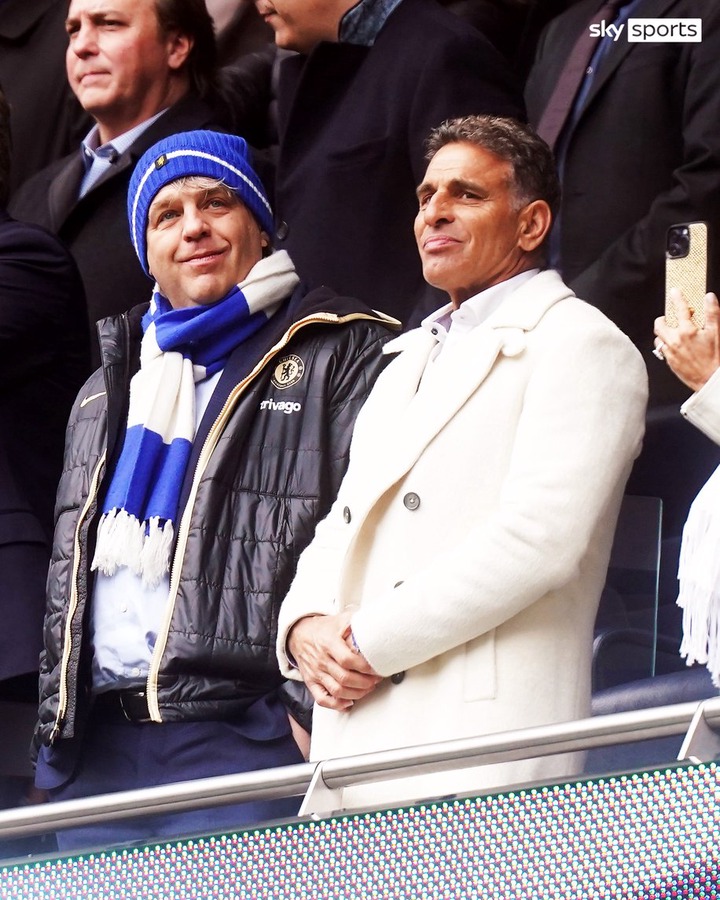 Todd Boehly was dressed in Chelsea merchandise as he watched their loss to Spurs