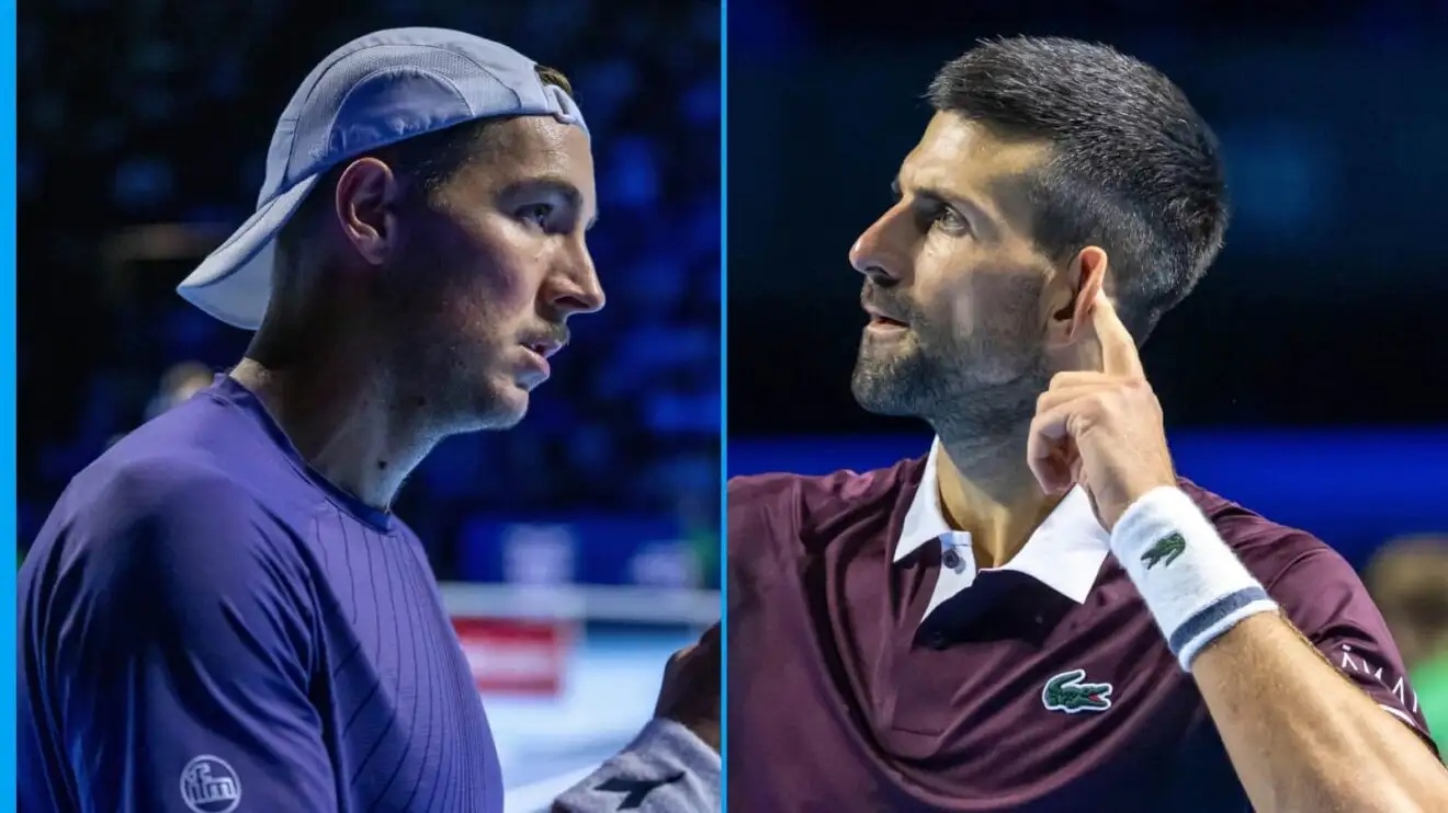 Pictured: Jan-Lennard Struff takes on Novak Djokovic at the Basel Open