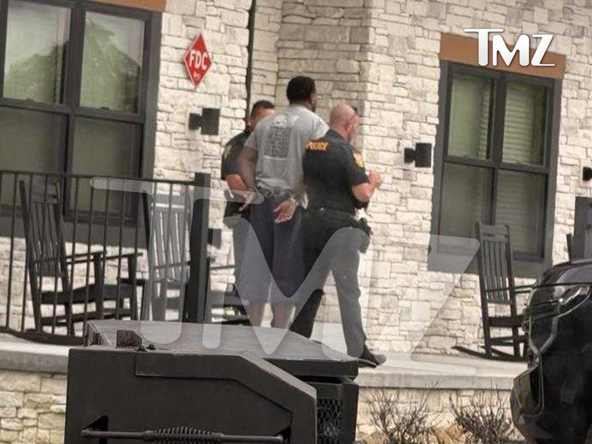 Cordarrelle Patterson is seen in handcuffs with police during his arrest on a domestic assault charge early Saturday, October 17, 2026.