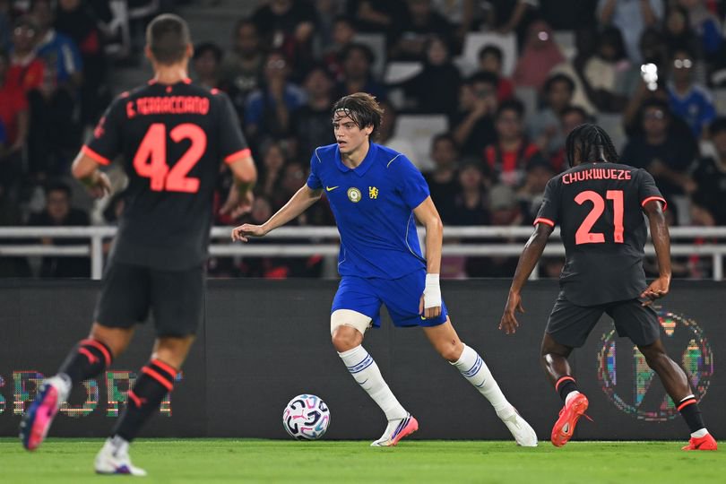 Marco Palestra of Chelsea FC during the pre-season friendly match between Chelsea FC and AC Milan at Gelora Bung Karno Stadium on August 08, 2026 in Jakarta, Indonesia