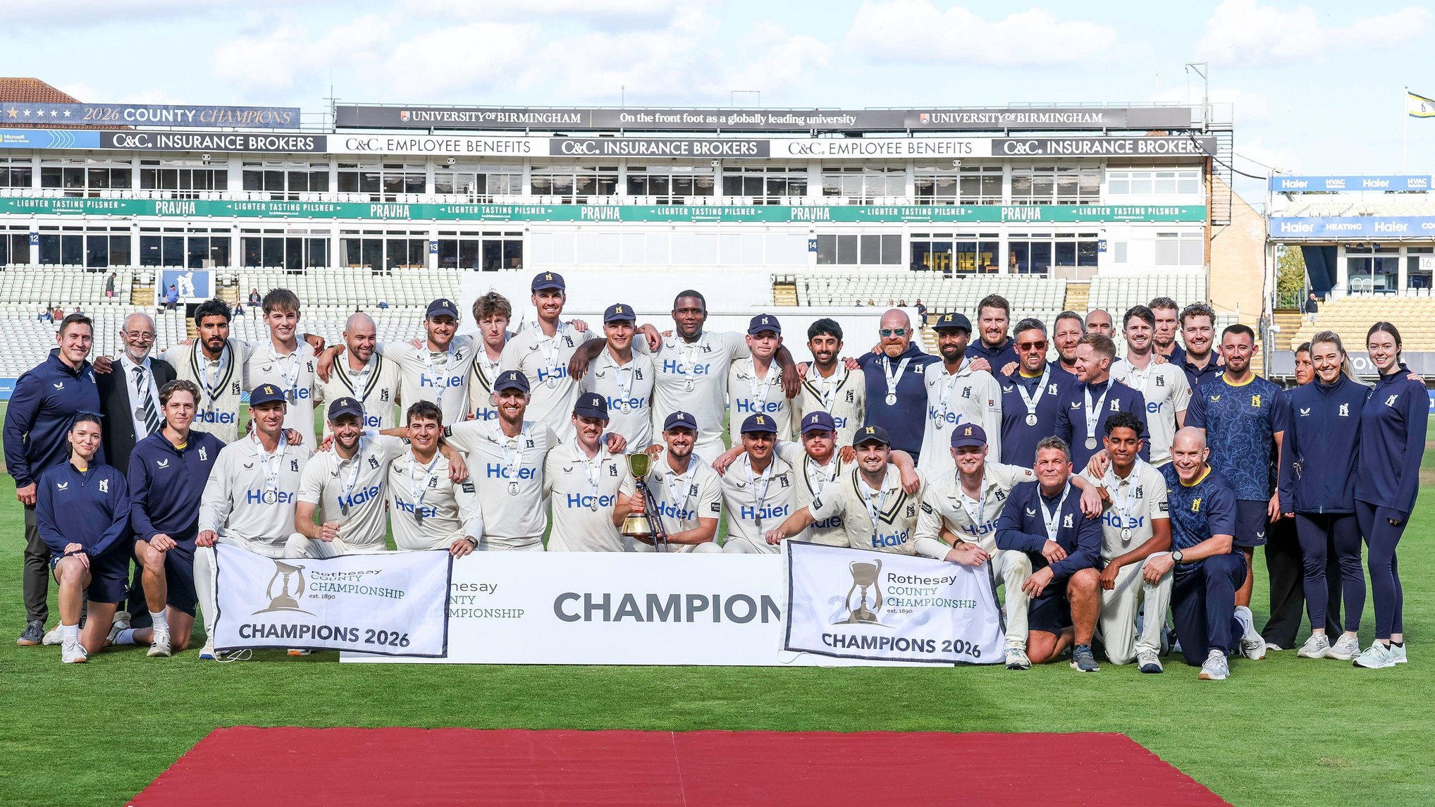 Warwickshire with the county championship cup