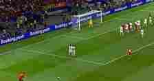 Ronaldo (bottom left) attempted to score with a free-kick from an improbable angle