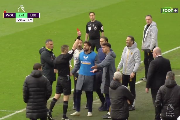 Matheus Nunes saw red for Wolves, despite being an unused substitute