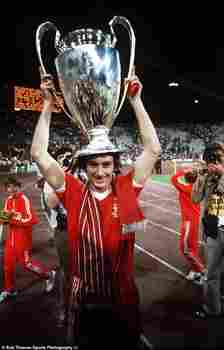 Trevor Francis  posing with the trophy after winning 1-0 against Malmo in the European Cup Final at the Olympic Stadium in Munich, 1979