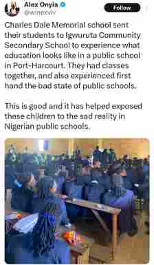 Opinions divided as private school sends its students on excursion to a public school in Port Harcourt