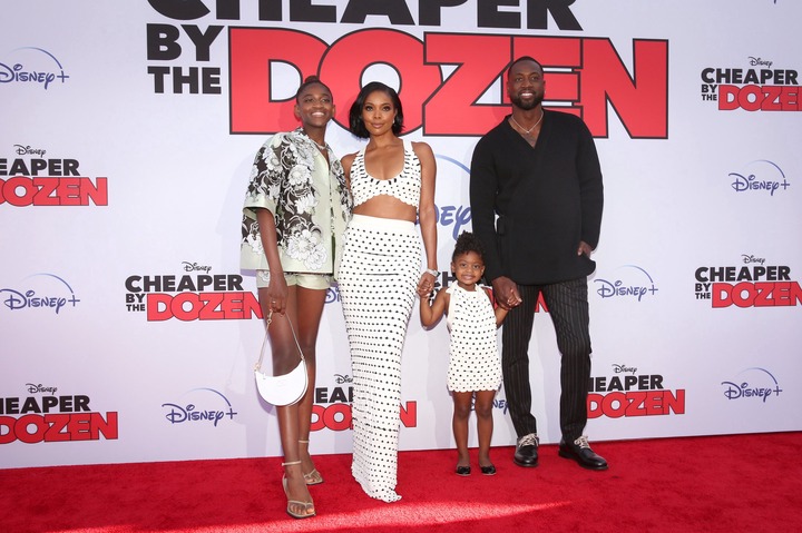 Zaya Wade, Gabrielle Union, Kaavia James Union Wade and Dwyane Wade attend the World Premiere of "Cheaper By the Dozen" at El Capitan Theatre in Hollywood, California on March 16, 2022. | Source: Getty Images