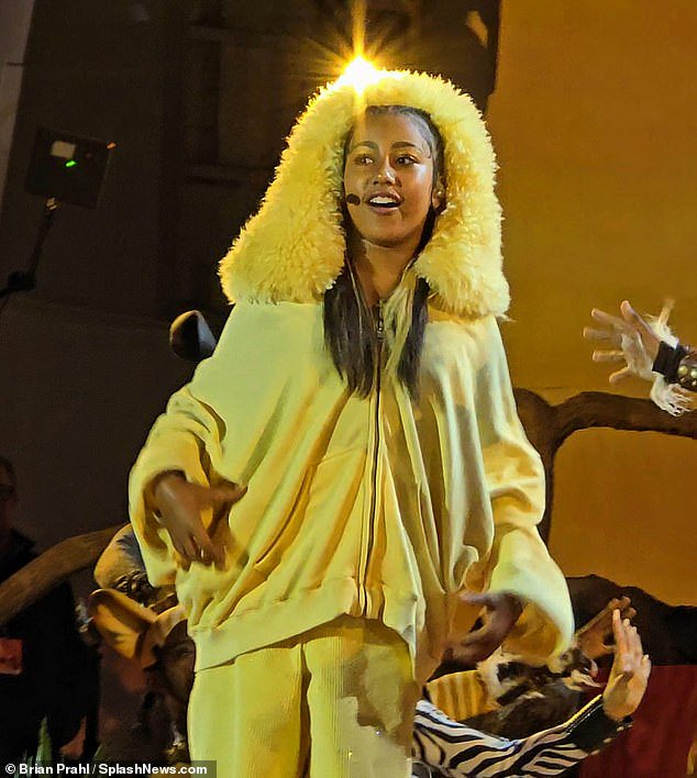 The eldest child of Kim Kardashian and Kanye West - who were also in attendance at the concert - took to the stage at The Hollywood Bowl to perform I Just Can't Wait To Be King